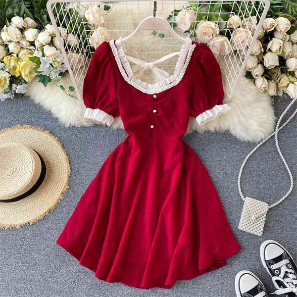 lady court dress women fashion summer sweet wooden ear square collar short sleeve slim elegant vestidos n445 210527, Black;gray
lady court dress women fashion summer sweet wooden ear square collar short sleeve slim elegant vestidos n445 210527, Black;gray