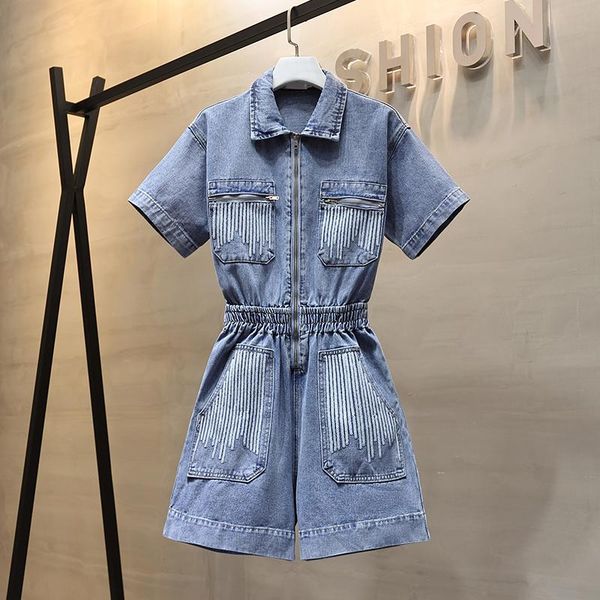women's jumpsuits & rompers casual playsuit woman short sleeve zipper tunic solid summer elegant jumpsuit elastic waist shorts denim ov, Black;white
women's jumpsuits & rompers casual playsuit woman short sleeve zipper tunic solid summer elegant jumpsuit elastic waist shorts denim ov, Black;white
