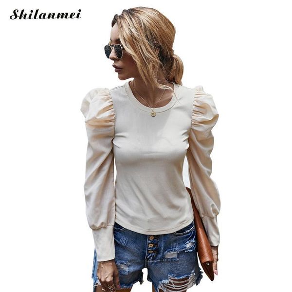 elegant women puff sleeve blouses patchwork knitted ribbed 2021 autumn office ladies shirts blusas khaki black women's &, White
elegant women puff sleeve blouses patchwork knitted ribbed 2021 autumn office ladies shirts blusas khaki black women's &, White