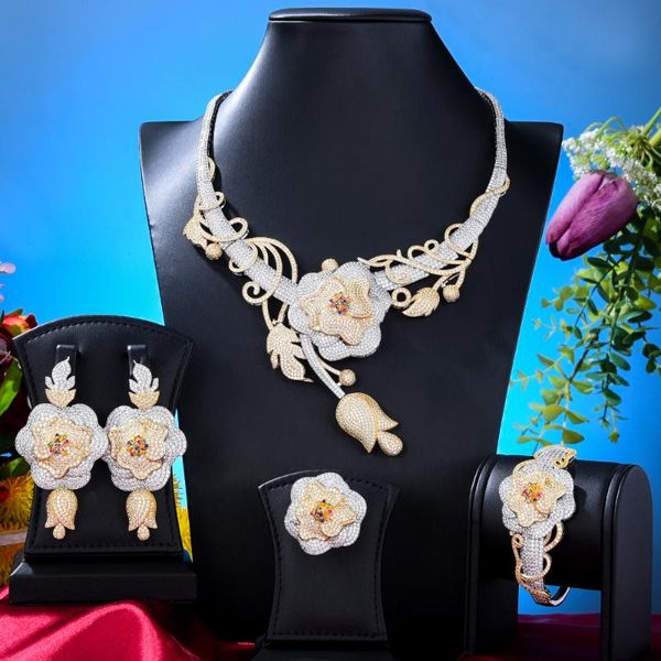 earrings & necklace soramoore brand 4pcs luxury jewelry set african for women wedding cubic zirconia dubai bridal jewellery, Silver
earrings & necklace soramoore brand 4pcs luxury jewelry set african for women wedding cubic zirconia dubai bridal jewellery, Silver