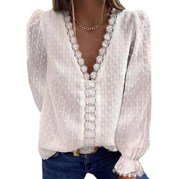 women's blouses & shirts women lace solid chiffon long sleeve ruffle blouse v neck ladies elegant spring summer womens shirt, White
women's blouses & shirts women lace solid chiffon long sleeve ruffle blouse v neck ladies elegant spring summer womens shirt, White