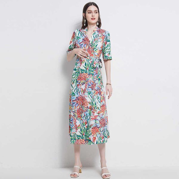 women summer designer elegant wrap dress fashion loose casual party robe ladies vintage floral printting long dress vestidos 210525, Black;gray
women summer designer elegant wrap dress fashion loose casual party robe ladies vintage floral printting long dress vestidos 210525, Black;gray