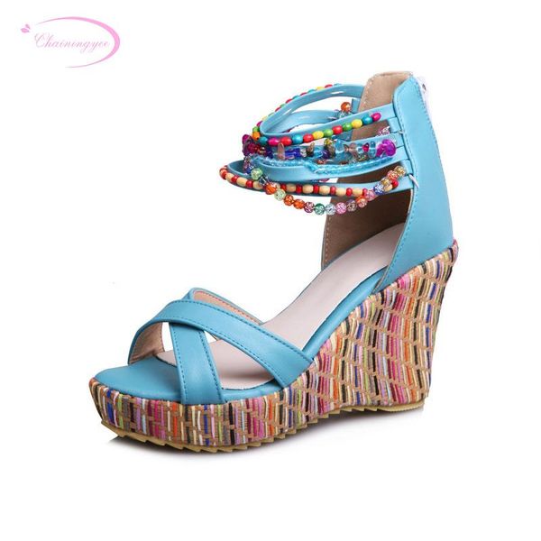 chainingyee sweet summer sandals color matching beading narrow band platform pink blue orange beige high-heeled women's shoes, Black
chainingyee sweet summer sandals color matching beading narrow band platform pink blue orange beige high-heeled women's shoes, Black