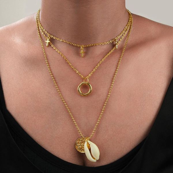 pendant necklaces retro alloy gold color cross necklace female bohemian beach natural shell multi-layer for women jewelry, Silver
pendant necklaces retro alloy gold color cross necklace female bohemian beach natural shell multi-layer for women jewelry, Silver