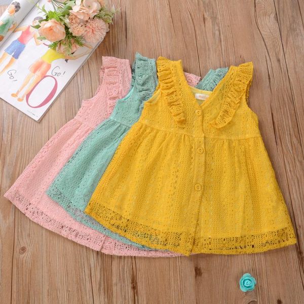 2-5y sweet kids baby girls dress solid color flower hollow lace ruffle button v neck a-line summer sundress clothing girl's dresses, Red;yellow
2-5y sweet kids baby girls dress solid color flower hollow lace ruffle button v neck a-line summer sundress clothing girl's dresses, Red;yellow