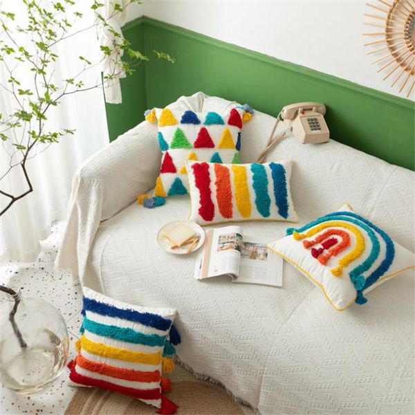 45x45cm/30x50cm rainbow geometric striped cotton canvas tufted pillow case home sofa cushion cover cushion/decorative
45x45cm/30x50cm rainbow geometric striped cotton canvas tufted pillow case home sofa cushion cover cushion/decorative