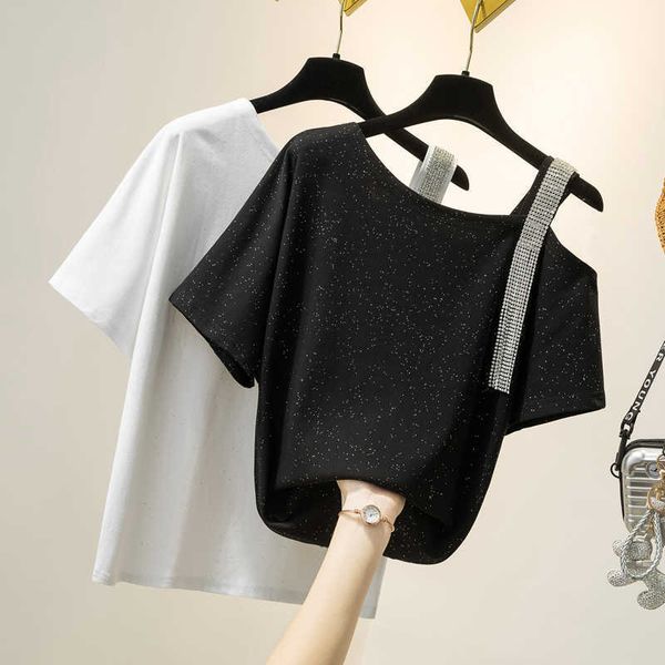 shiny lurex plus size t shirt women tee shirt femme camisetas mujer off shoulder tshirt women t-shirt summer t shirts 210604, White
shiny lurex plus size t shirt women tee shirt femme camisetas mujer off shoulder tshirt women t-shirt summer t shirts 210604, White