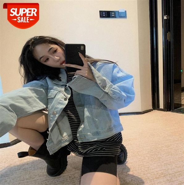 retro korean version of the bf wind small long-sleeved loose short-washed light blue denim jacket tide ins female #dg1p, Black
retro korean version of the bf wind small long-sleeved loose short-washed light blue denim jacket tide ins female #dg1p, Black