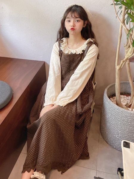 casual dresses autumn and winter women's clothing mori retro lace stitching sleeveless high waist loose foldable strap dress, Black;gray
casual dresses autumn and winter women's clothing mori retro lace stitching sleeveless high waist loose foldable strap dress, Black;gray