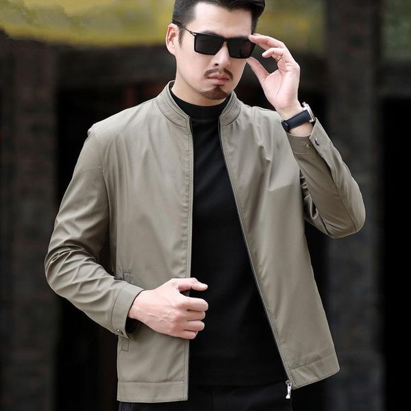 men's jackets 2021 father spring autumn fashion stand collar zipper business coats male middle aged casual thin overcoat o37, Black;brown
men's jackets 2021 father spring autumn fashion stand collar zipper business coats male middle aged casual thin overcoat o37, Black;brown