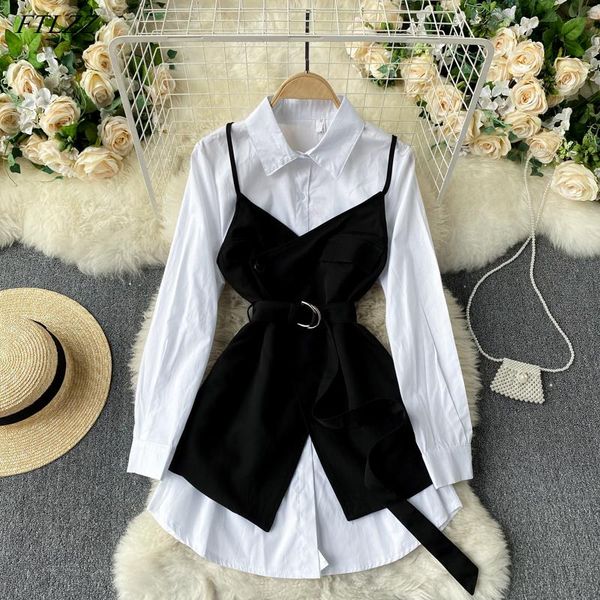 casual dresses ftlzz summer arrival office ladies long sleeve white shirt retro dress sling outside with belt slim two-piece suit, Black;gray
casual dresses ftlzz summer arrival office ladies long sleeve white shirt retro dress sling outside with belt slim two-piece suit, Black;gray