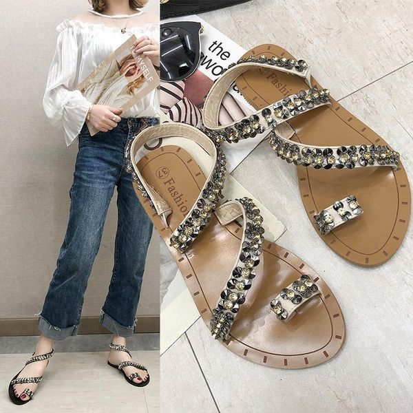 shoes fashion women's crystal flat-soled casual sandals summer lady rhinestone bohemia comfortable ladies, Black
shoes fashion women's crystal flat-soled casual sandals summer lady rhinestone bohemia comfortable ladies, Black