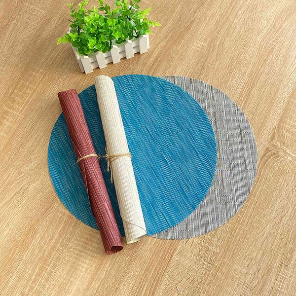 bamboo grain round dining pad 38cm western pvc heat insulation l home plate washable tablecloth
bamboo grain round dining pad 38cm western pvc heat insulation l home plate washable tablecloth