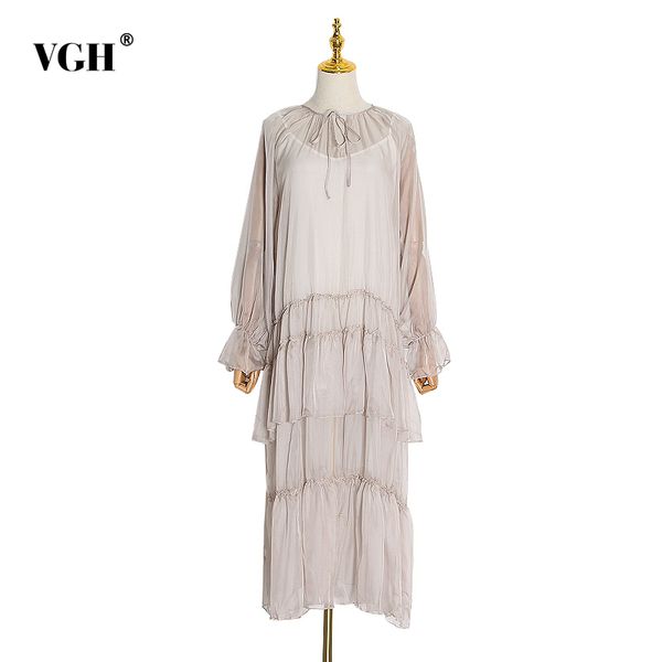 vgh casual perspective patchwork dress for women o neck long sleeve ruffles cake elegant dresses female fashion clothes new 210421, Black;gray
vgh casual perspective patchwork dress for women o neck long sleeve ruffles cake elegant dresses female fashion clothes new 210421, Black;gray