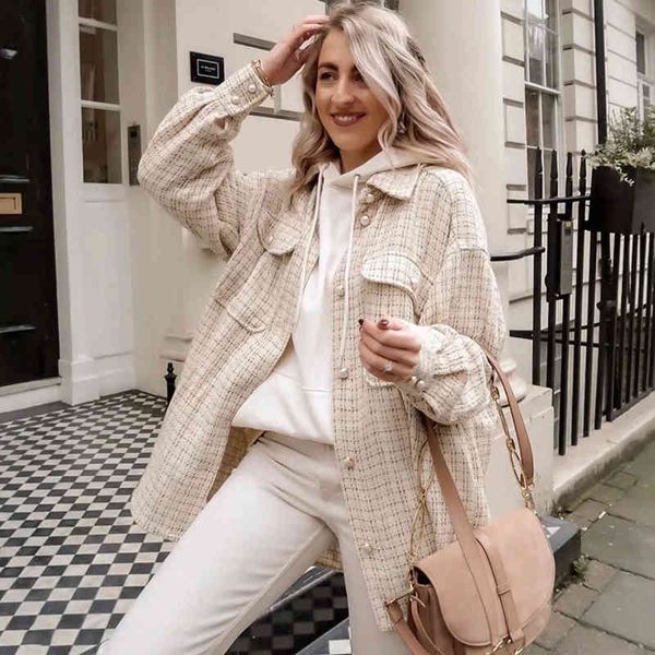 retro-feminine plaid shirt, elegant loose street women's clothes, spring fall, 2021, Tan;black
retro-feminine plaid shirt, elegant loose street women's clothes, spring fall, 2021, Tan;black