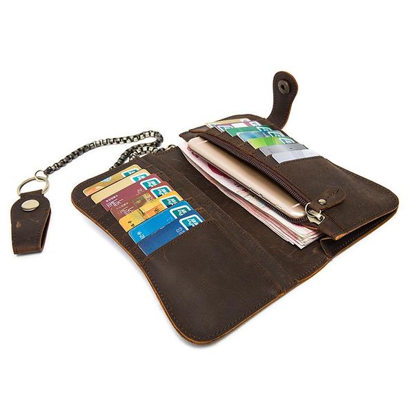 card holders easyant crazy horse leather long wallet retro men's chain anti-theft clutch business, Brown;gray
card holders easyant crazy horse leather long wallet retro men's chain anti-theft clutch business, Brown;gray