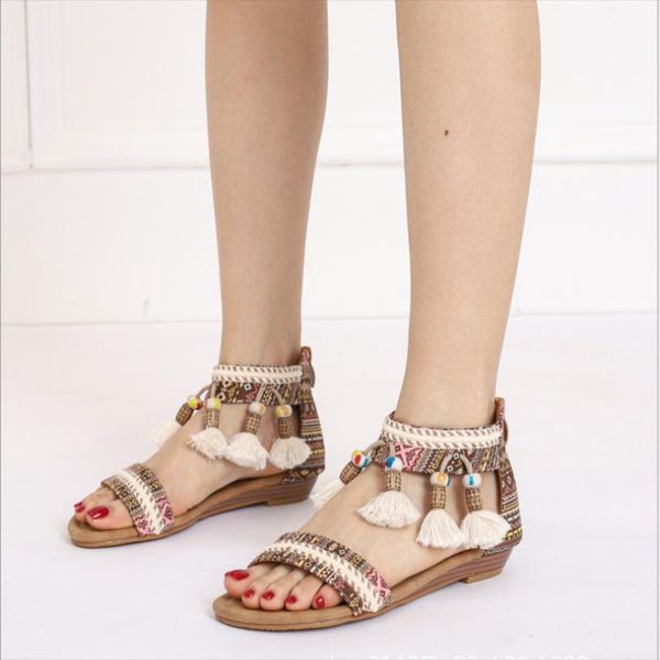 sandals european american women summer bohemian wedge women's ethnic fairy style open toe pendant beads travel roman, Black
sandals european american women summer bohemian wedge women's ethnic fairy style open toe pendant beads travel roman, Black