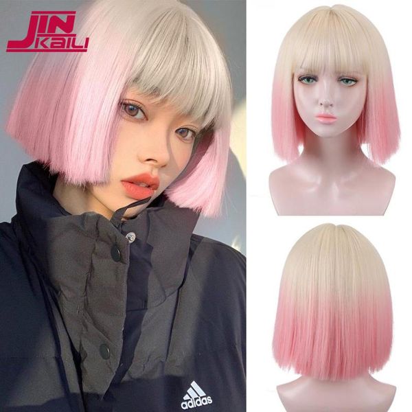 synthetic wigs jinkaili woman's short straight bob wig with bangs anime cosplay pink purple heat-resistant lolita, Black
synthetic wigs jinkaili woman's short straight bob wig with bangs anime cosplay pink purple heat-resistant lolita, Black