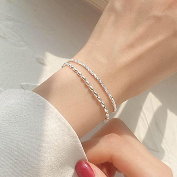 link, chain bilandi modern jewelry bracelet design simply two row silvery plating metal for elegant girl women gifts, Black
link, chain bilandi modern jewelry bracelet design simply two row silvery plating metal for elegant girl women gifts, Black