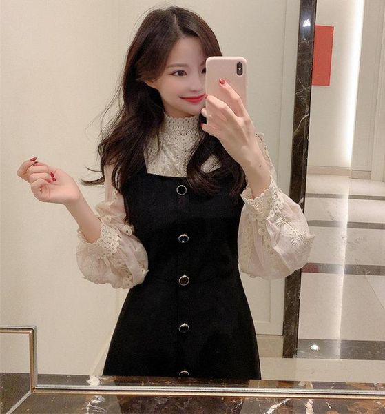 two piece dress s xl winter sundress femme vintage sleeveless suits women dresses female lace blouse braces robe vestido, White
two piece dress s xl winter sundress femme vintage sleeveless suits women dresses female lace blouse braces robe vestido, White