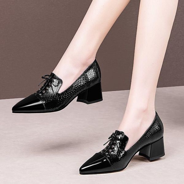 size 34-42 lace-up thick heel real genuine leather women heels shoes fashion street walking high dress, Black
size 34-42 lace-up thick heel real genuine leather women heels shoes fashion street walking high dress, Black