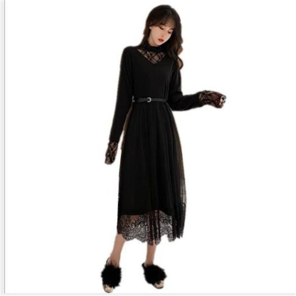 casual dresses long sleeve women lace dress spring 2021 a-line mesh with belt office lady elegant solid color bottom femme m379, Black;gray
casual dresses long sleeve women lace dress spring 2021 a-line mesh with belt office lady elegant solid color bottom femme m379, Black;gray
