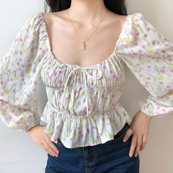 women's tanks & camis vintage square collar floral crop blouses women lantern sleeve bow lace up long short shirts summer, White
women's tanks & camis vintage square collar floral crop blouses women lantern sleeve bow lace up long short shirts summer, White