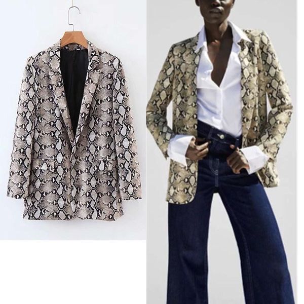 women's suits & blazers 2021 autumn women snake print coat fashion notched neck loose blazer causal femme coats, White;black
women's suits & blazers 2021 autumn women snake print coat fashion notched neck loose blazer causal femme coats, White;black