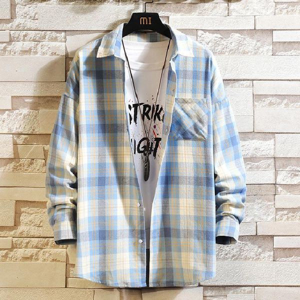 men's casual shirts men clothing 2021 autumn long-sleeved plaid shirt loose large size cardigan, White;black
men's casual shirts men clothing 2021 autumn long-sleeved plaid shirt loose large size cardigan, White;black