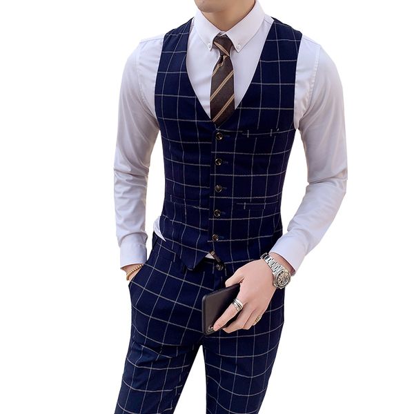 men's vests (vest + pants) brand, plaid suit, groom's vest, wedding , smart casual pants, Black;white
men's vests (vest + pants) brand, plaid suit, groom's vest, wedding , smart casual pants, Black;white