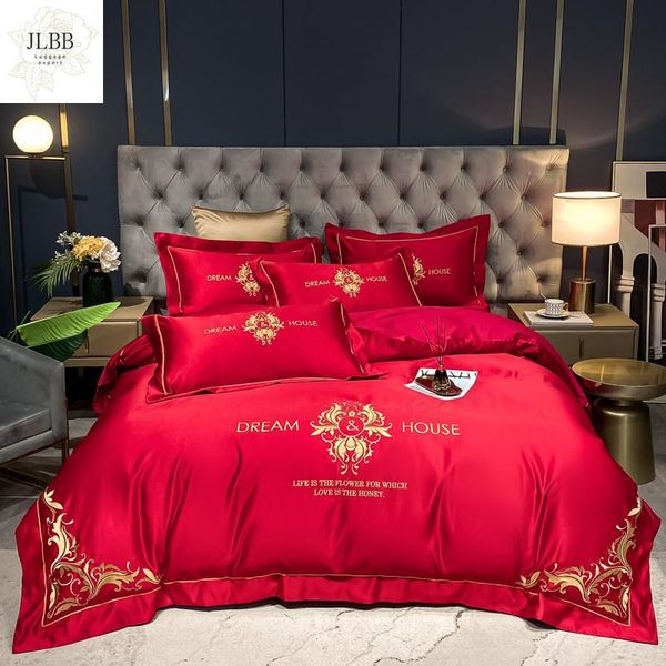 bedding sets luxury red white blue gray 600tc satin silk cotton embroidery set soft silky duvet cover flat/fitted sheet pillowcases
bedding sets luxury red white blue gray 600tc satin silk cotton embroidery set soft silky duvet cover flat/fitted sheet pillowcases