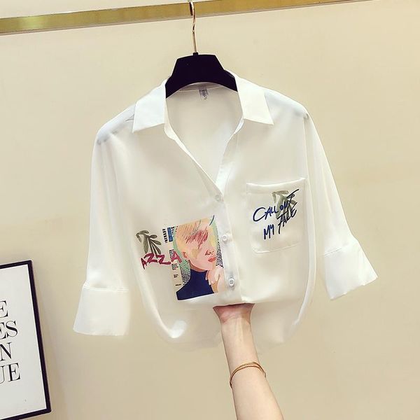women's blouses & shirts 2021 autumn turn down collar half sleeves ladies print pocket female casual shirt blouse a3513, White
women's blouses & shirts 2021 autumn turn down collar half sleeves ladies print pocket female casual shirt blouse a3513, White