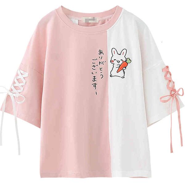 college style rabbit kawaii shirt women summer cute bunny green girls lolita bow short sleeve lace up tee shirts, White
college style rabbit kawaii shirt women summer cute bunny green girls lolita bow short sleeve lace up tee shirts, White
