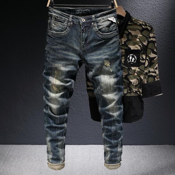 men's jeans european vintage fashion men retro black blue elastic slim fit ripped embroidery designer casual denim pants
men's jeans european vintage fashion men retro black blue elastic slim fit ripped embroidery designer casual denim pants