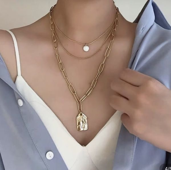 cool wind multi layer stacked metal necklace women like embossed thick neck pendant fashion clavicle chain, Black
cool wind multi layer stacked metal necklace women like embossed thick neck pendant fashion clavicle chain, Black