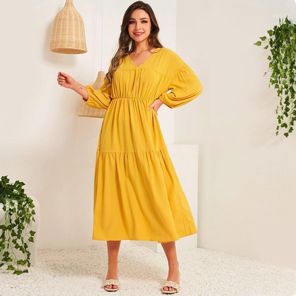 casual dresses nice summer dress women yellow straps bandage v-neck pleated beach holiday elegant lantern long 3/4 sleeve sweet midi, Black;gray
casual dresses nice summer dress women yellow straps bandage v-neck pleated beach holiday elegant lantern long 3/4 sleeve sweet midi, Black;gray