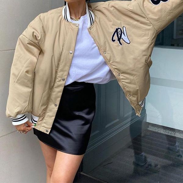 women's jackets women casual loose style coat letters embroidery pattern button-down bomber jacket with pocket, Black;brown
women's jackets women casual loose style coat letters embroidery pattern button-down bomber jacket with pocket, Black;brown
