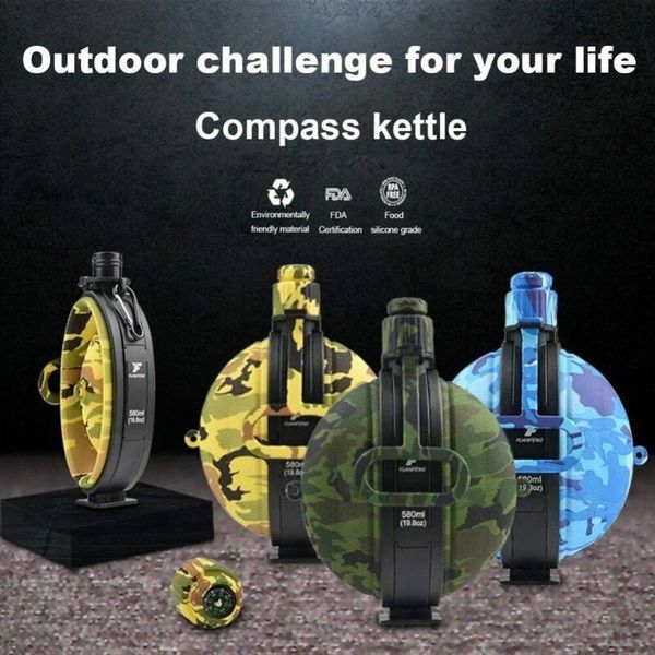 580ml folding military water bottle ly designed silicone kettle canteen with compasses cap for outdoor camping
580ml folding military water bottle ly designed silicone kettle canteen with compasses cap for outdoor camping