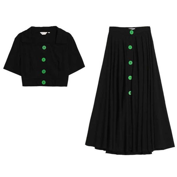 perhaps u black solid short sleeve turn down collar shirt short cropped midi skirt two piece set summer women green button t0252 210529, White
perhaps u black solid short sleeve turn down collar shirt short cropped midi skirt two piece set summer women green button t0252 210529, White