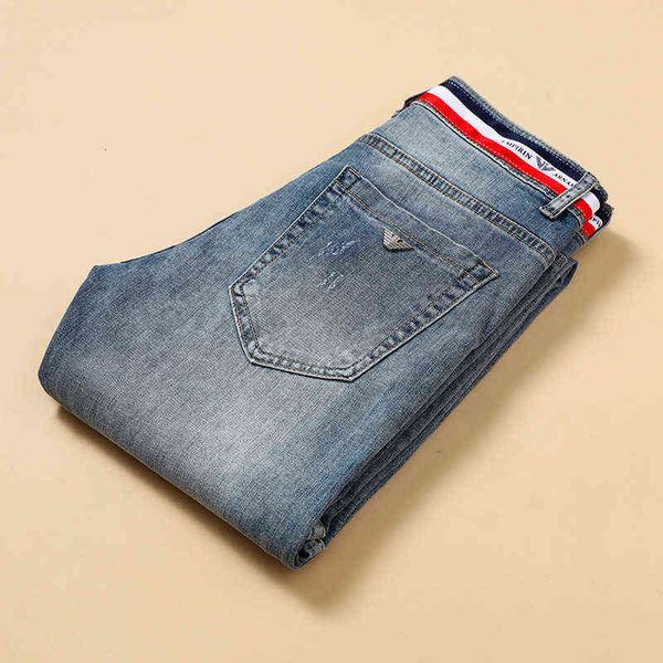 summer aj thin men's jeans korean fashion slim fit elastic small feet casual versatile webbing pants, Blue
summer aj thin men's jeans korean fashion slim fit elastic small feet casual versatile webbing pants, Blue