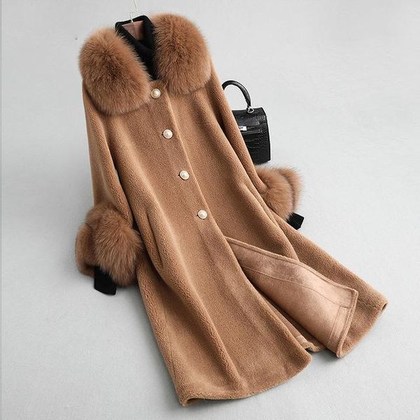 women's fur & faux sheep shearing women winter coat with real collar cuff female jacket blend outwear 3xl 4xl clothing, Black
women's fur & faux sheep shearing women winter coat with real collar cuff female jacket blend outwear 3xl 4xl clothing, Black