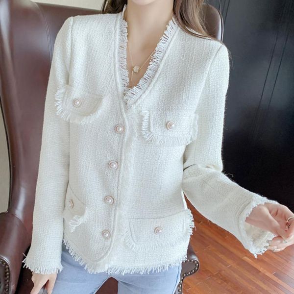 women's jackets temperament tweed casual short tassel jacket women 2021 autumn elegant chaquetas female fashion veste femme, Black;brown
women's jackets temperament tweed casual short tassel jacket women 2021 autumn elegant chaquetas female fashion veste femme, Black;brown