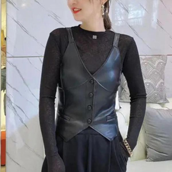 women's vests fashion pu leather vest black waistcoats female spring autumn motorbike womens streetwear sleeveless s442, Black;white
women's vests fashion pu leather vest black waistcoats female spring autumn motorbike womens streetwear sleeveless s442, Black;white