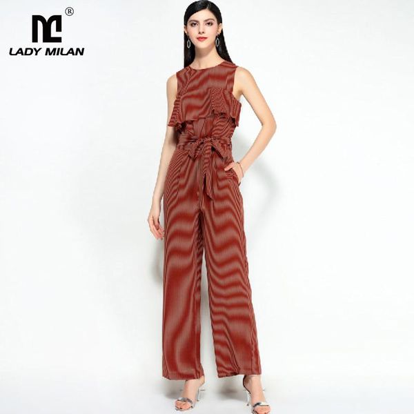 women's jumpsuits & rompers arrival 2021 o neck sleeveless striped ruffles sash bow belt high street fashion jumpsuits&rompers, Black;white
women's jumpsuits & rompers arrival 2021 o neck sleeveless striped ruffles sash bow belt high street fashion jumpsuits&rompers, Black;white