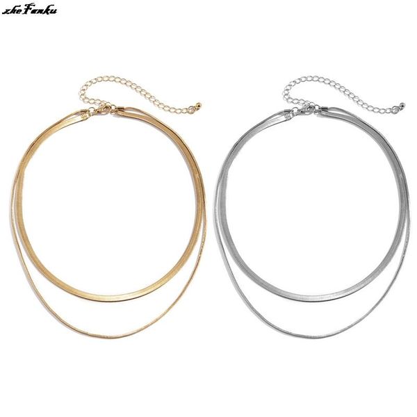 chokers multi layered flat blade snake link chain choker necklace women vintage jewelry metal simple gold color collares 2021, Golden;silver
chokers multi layered flat blade snake link chain choker necklace women vintage jewelry metal simple gold color collares 2021, Golden;silver