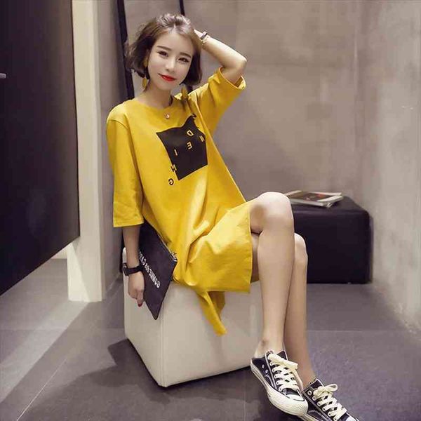 summer korean version loose mid womens dress length short sleeved split female half student t shirt top, Black;gray
summer korean version loose mid womens dress length short sleeved split female half student t shirt top, Black;gray