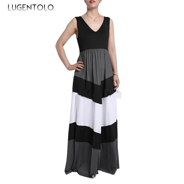 casual dresses summer plus size dress women fashion sleeveless o-neck striped contrast splice floor-length lugentolo, Black;gray
casual dresses summer plus size dress women fashion sleeveless o-neck striped contrast splice floor-length lugentolo, Black;gray