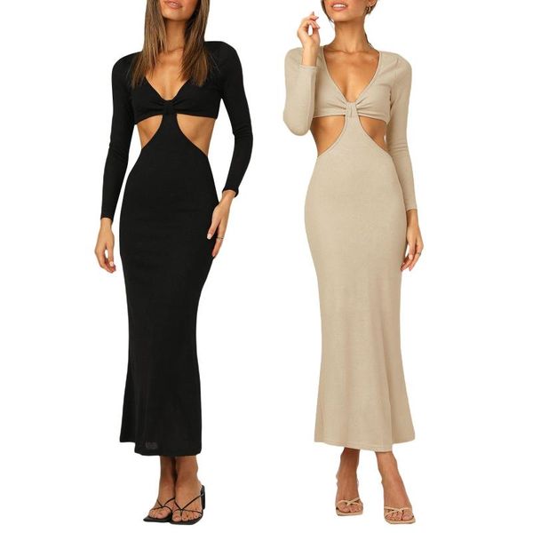 casual dresses women backless dress, adults solid color long sleeve v-neck cutout 2021 fashion, Black;gray
casual dresses women backless dress, adults solid color long sleeve v-neck cutout 2021 fashion, Black;gray