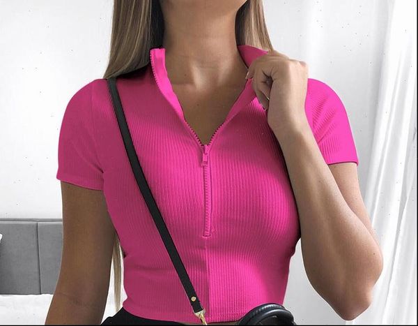 retro women fashion slim fit zipper stretch knitted t shirt female bustier corset high neck skinny croped tee lady, White
retro women fashion slim fit zipper stretch knitted t shirt female bustier corset high neck skinny croped tee lady, White