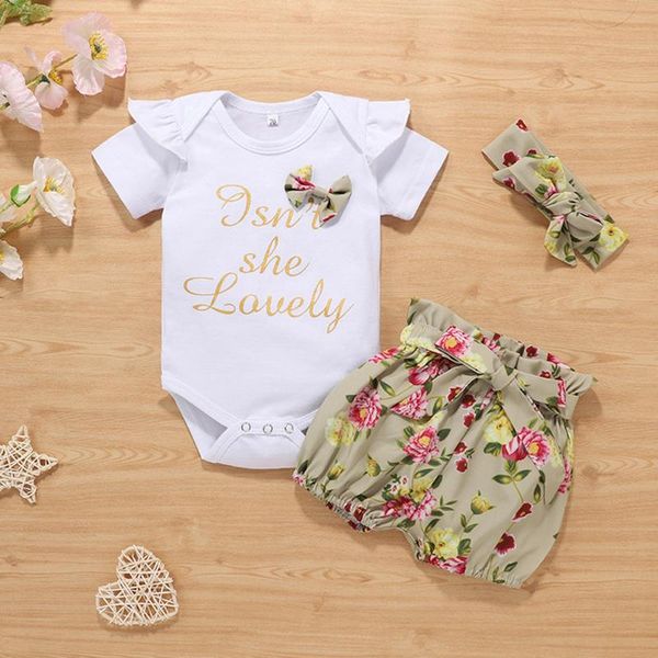 clothing sets born baby girls clothes summer flying sleeve letter printed romper bodysuit +floral shorts+headband set outfits, White
clothing sets born baby girls clothes summer flying sleeve letter printed romper bodysuit +floral shorts+headband set outfits, White